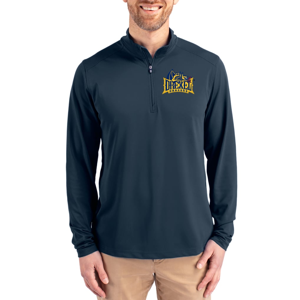  Drexel Dragons Cutter & Buck Virtue DryTec Quarter-Zip Pullover - Navy